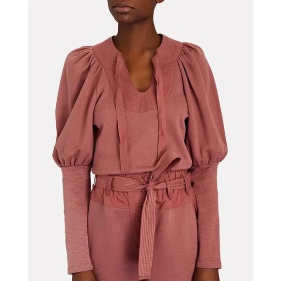 Ulla‎ Johnson Sutton U-neck Puff Sleeve Sweatshirt in Pink Size XS - Picture 1 of 11